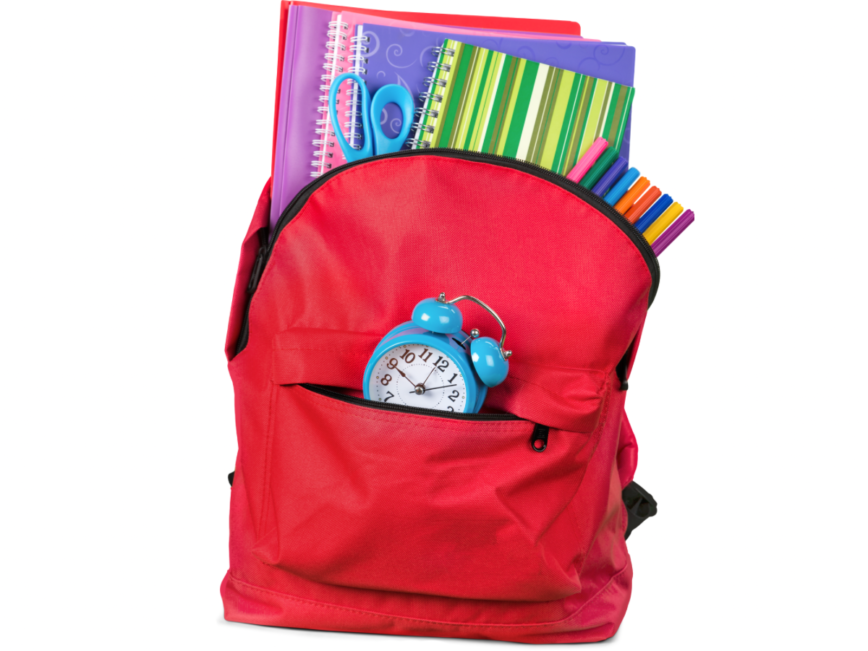 red school backpack